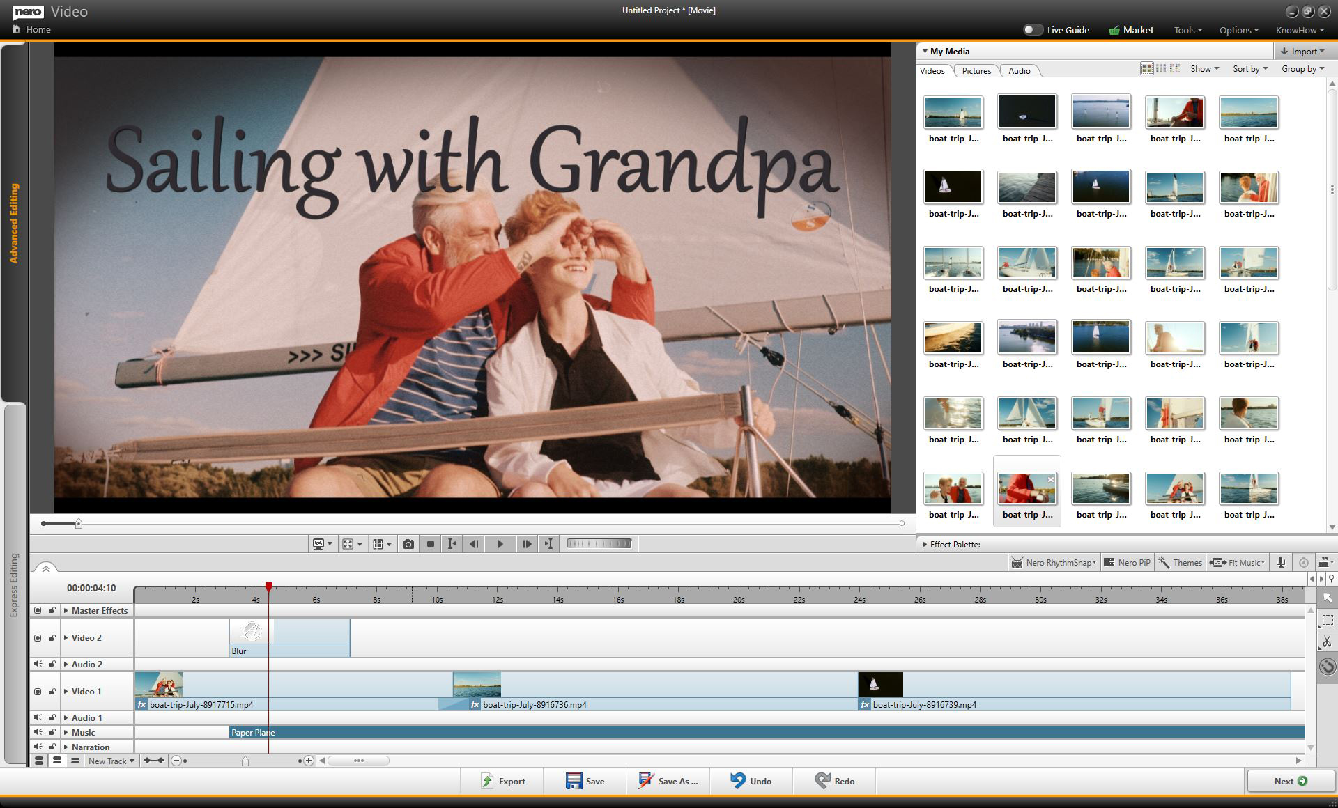 Advanced editing in the Nero Video Software