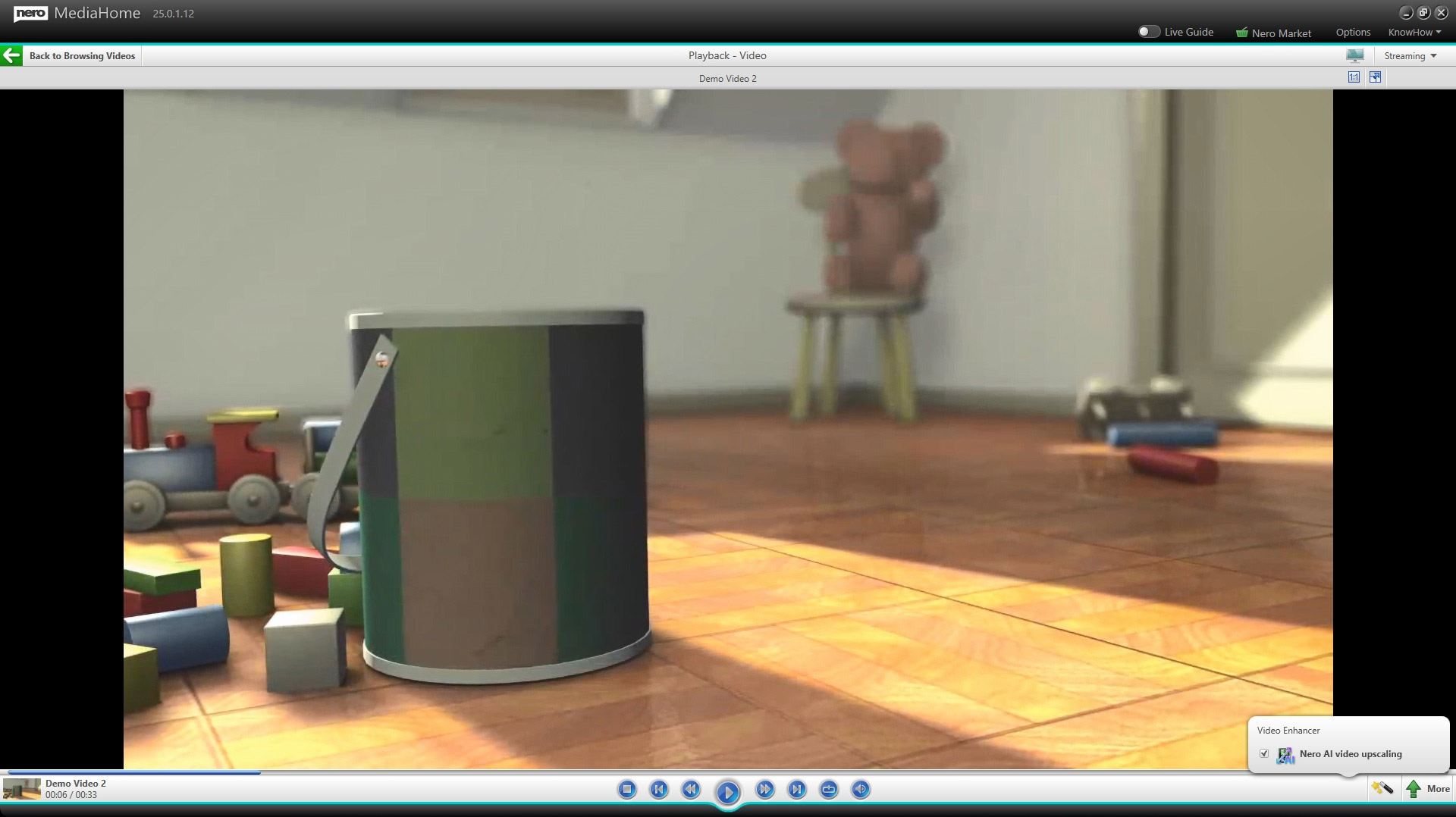 Videos can automatically be upscaled with Nero AI.