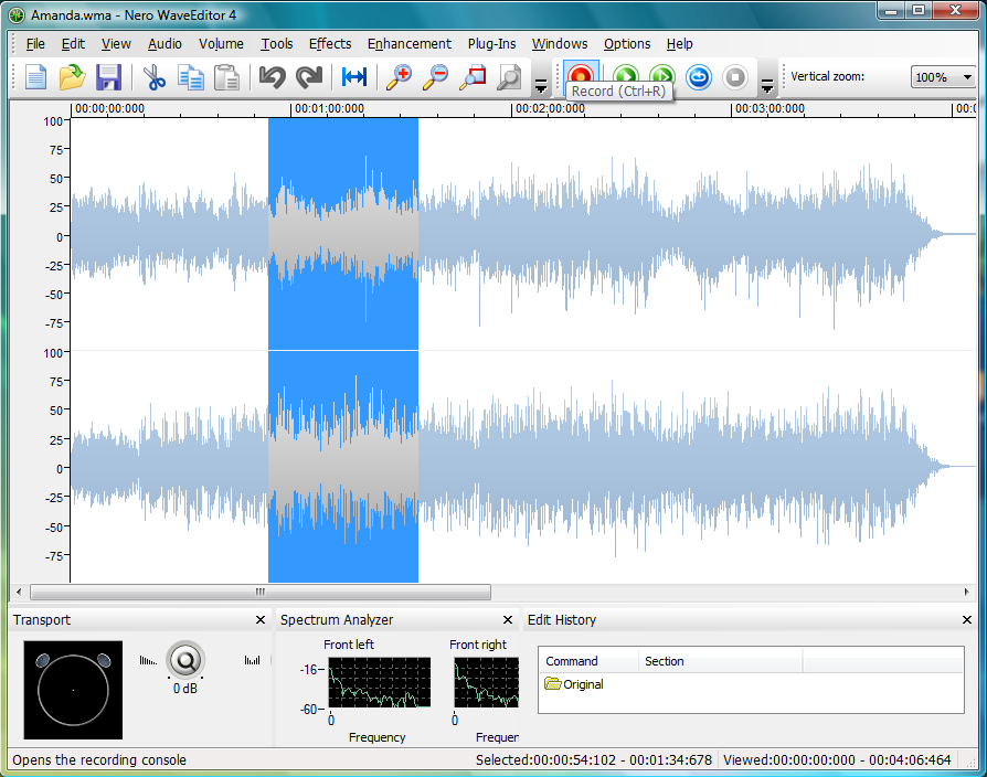 Nero WaveEditor screenshot