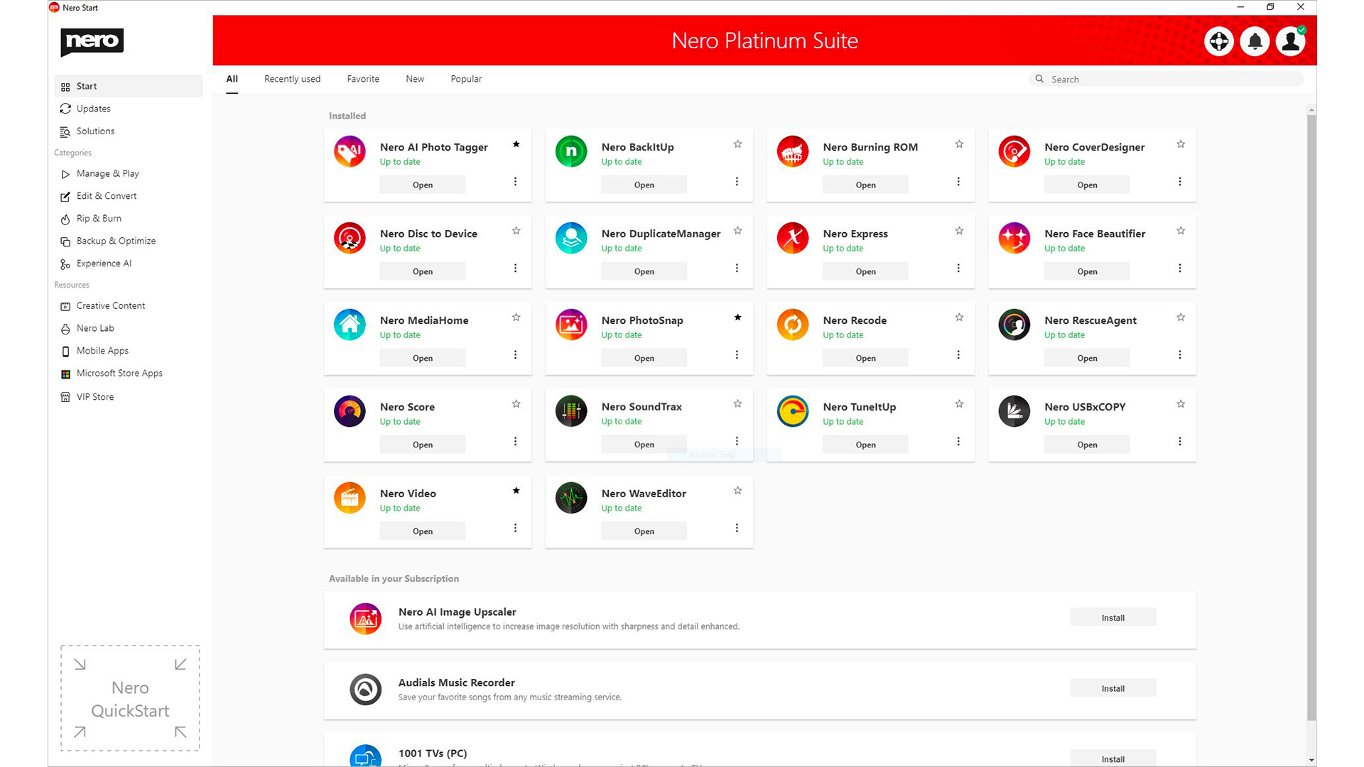 Letöltések Nero Platinum Suite OPREND