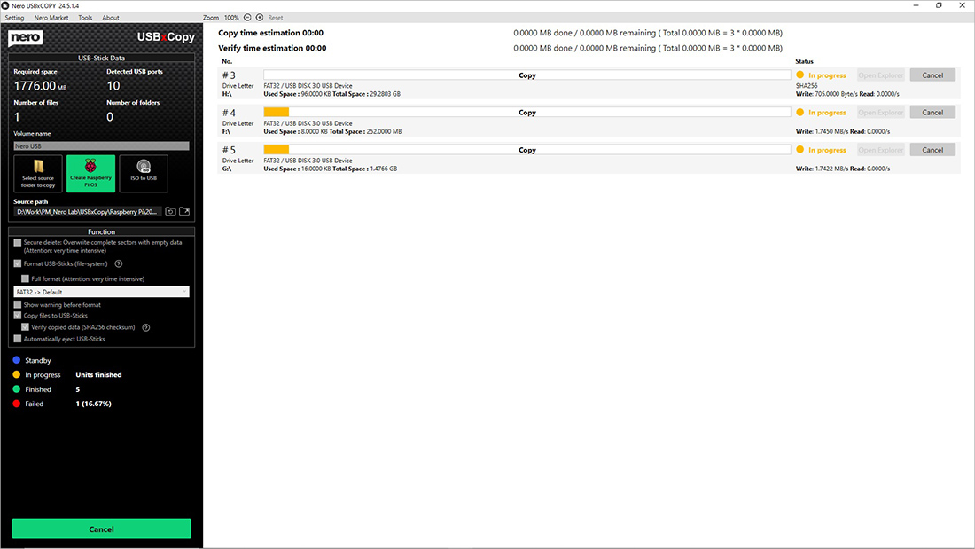 Create Raspberry Pi Os to multiple USB drives