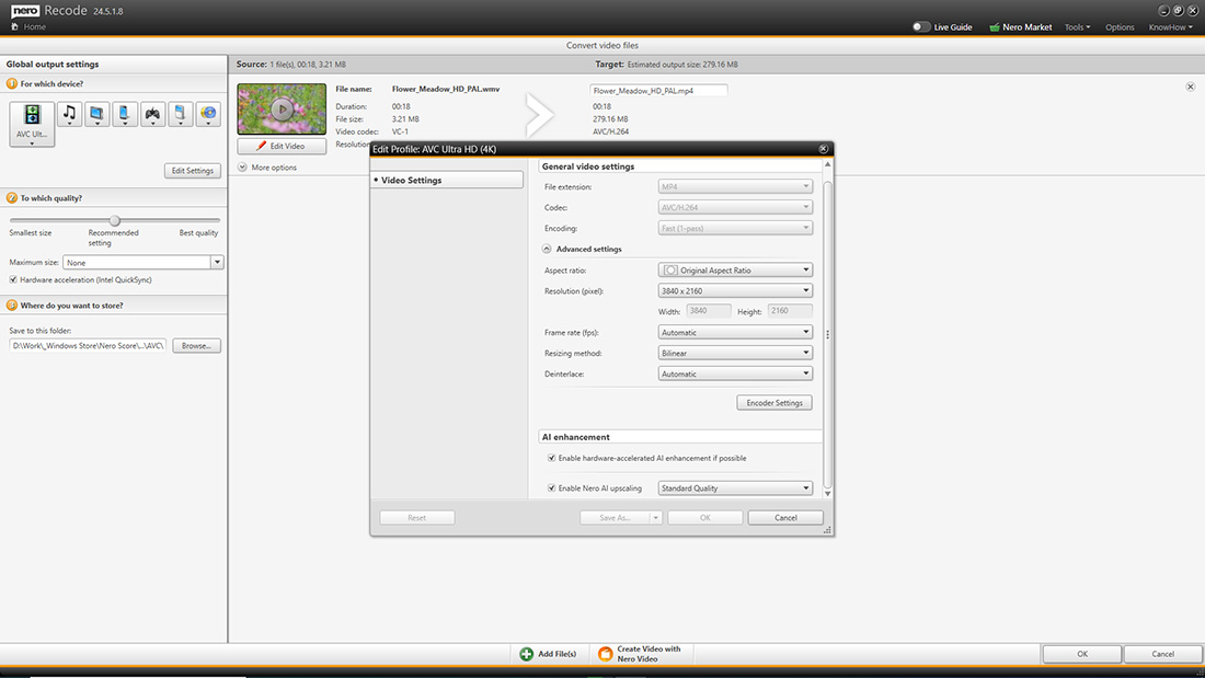 Configure AI upscaling