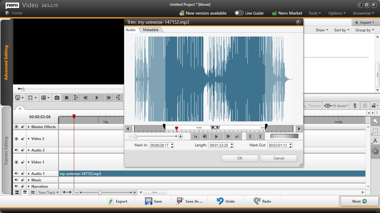 Edit Audio Files with Nero Video